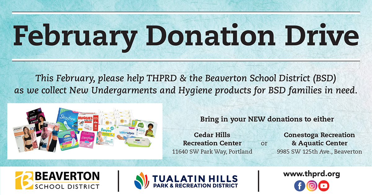 THPRD Announces February Donation Drive for Beaverton School District Families